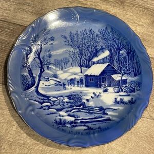 Vintage Currier And Ives Porcelain Plate "A Home In The Wilderness" Japan
